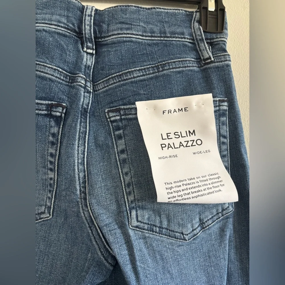 New with tags Frame Le Palazzo wide leg high rise raw hem in color Crossing - Picture 8 of 8